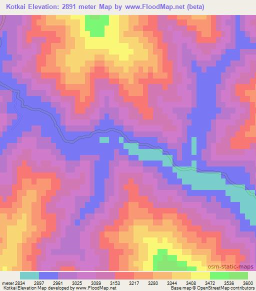 Kotkai,Afghanistan Elevation Map