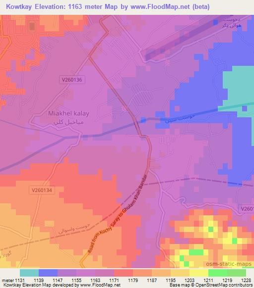 Kowtkay,Afghanistan Elevation Map