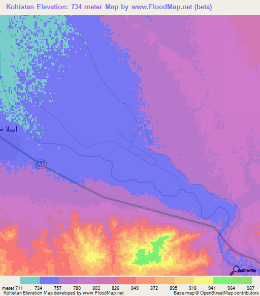 Kohistan,Afghanistan Elevation Map