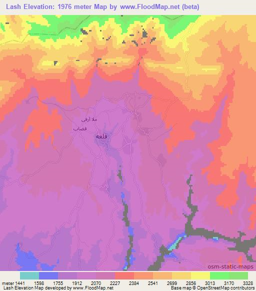 Lash,Afghanistan Elevation Map