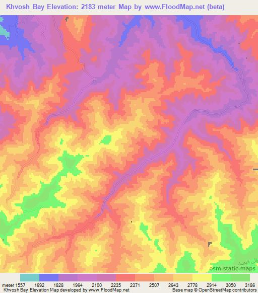 Khvosh Bay,Afghanistan Elevation Map