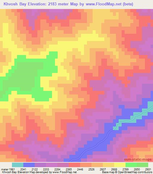 Khvosh Bay,Afghanistan Elevation Map