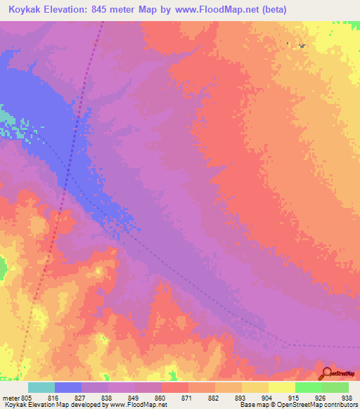 Koykak,Afghanistan Elevation Map