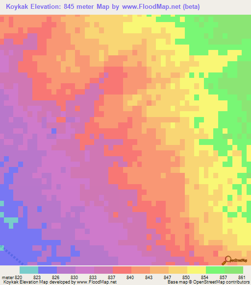 Koykak,Afghanistan Elevation Map