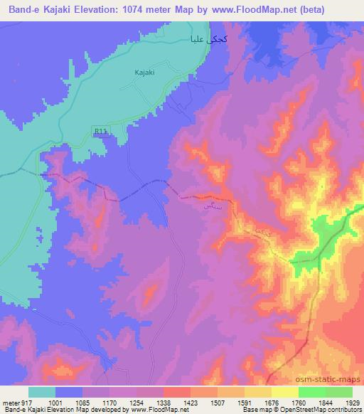 Band-e Kajaki,Afghanistan Elevation Map