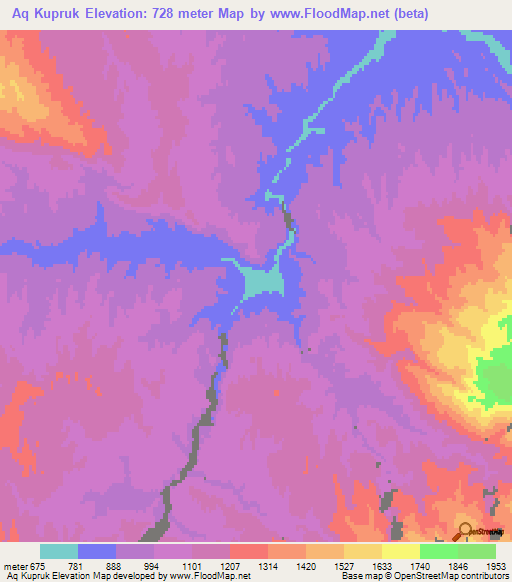 Aq Kupruk,Afghanistan Elevation Map