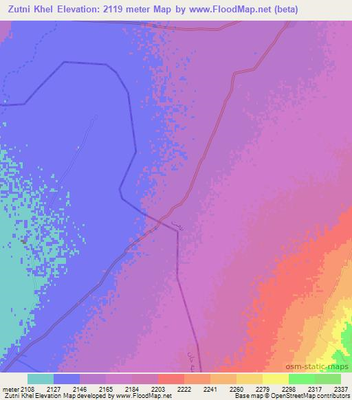 Zutni Khel,Afghanistan Elevation Map
