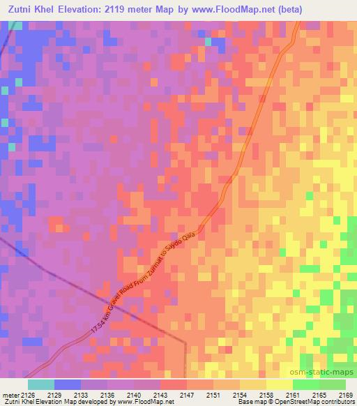 Zutni Khel,Afghanistan Elevation Map