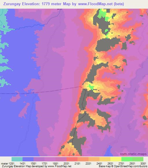Zurungay,Afghanistan Elevation Map