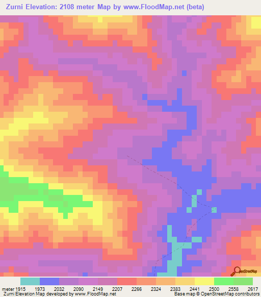 Zurni,Afghanistan Elevation Map