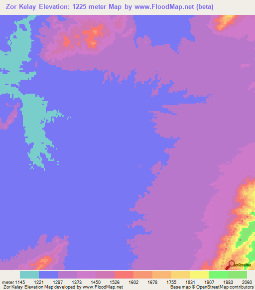 Zor Kelay,Afghanistan Elevation Map