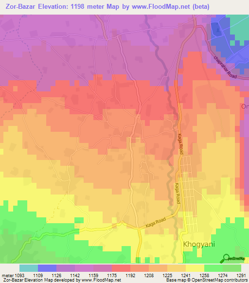 Zor-Bazar,Afghanistan Elevation Map