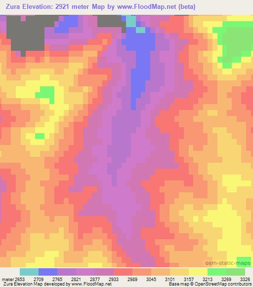 Zura,Afghanistan Elevation Map