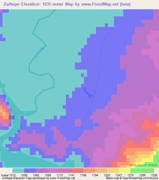 Zulfaqar,Afghanistan Elevation Map