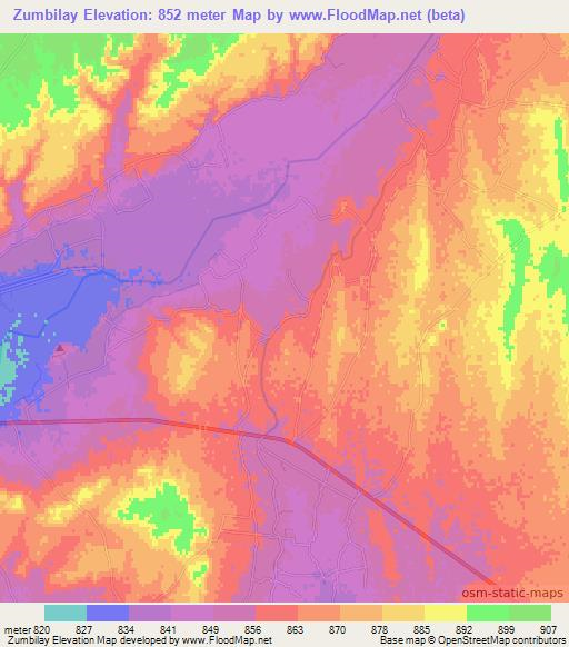 Zumbilay,Afghanistan Elevation Map