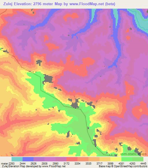 Zulej,Afghanistan Elevation Map