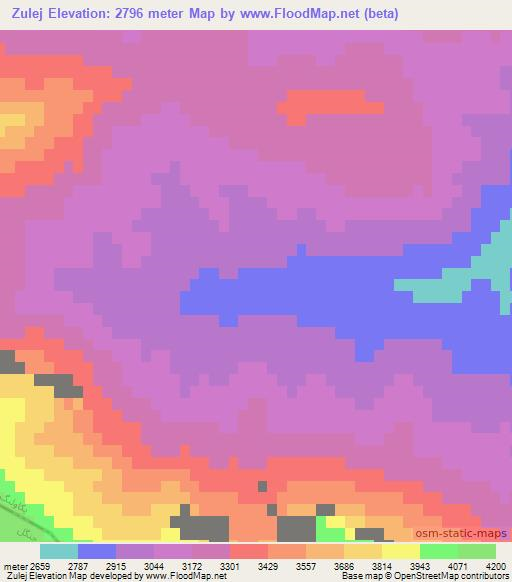 Zulej,Afghanistan Elevation Map