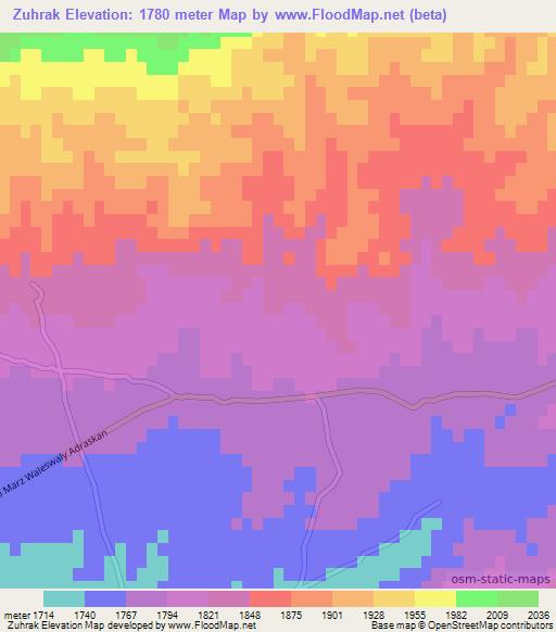 Zuhrak,Afghanistan Elevation Map