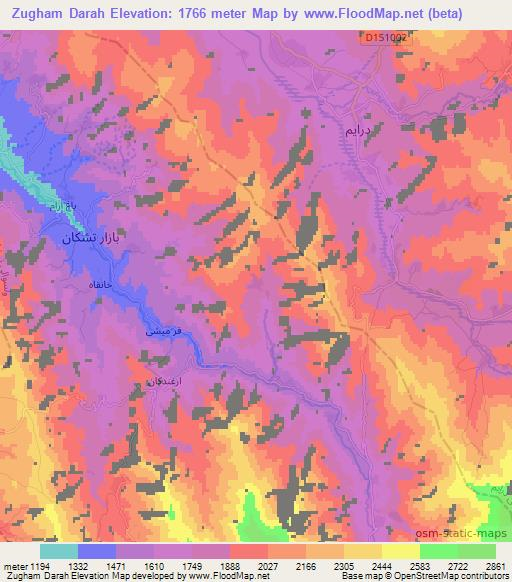 Zugham Darah,Afghanistan Elevation Map
