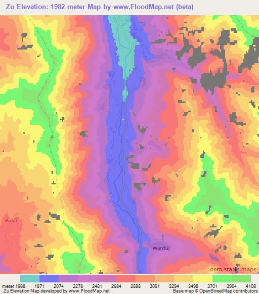 Zu,Afghanistan Elevation Map