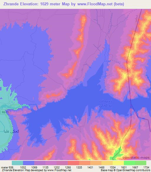 Zhrande,Afghanistan Elevation Map