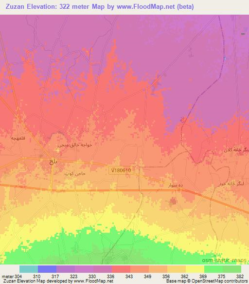 Zuzan,Afghanistan Elevation Map