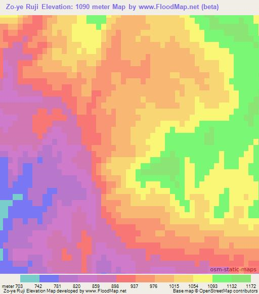 Zo-ye Ruji,Afghanistan Elevation Map