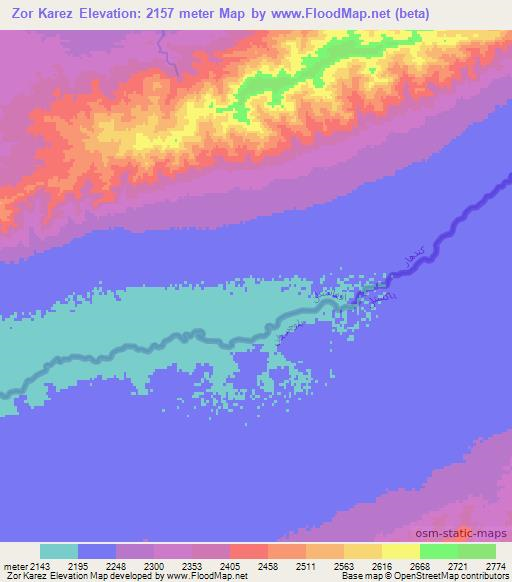 Zor Karez,Afghanistan Elevation Map