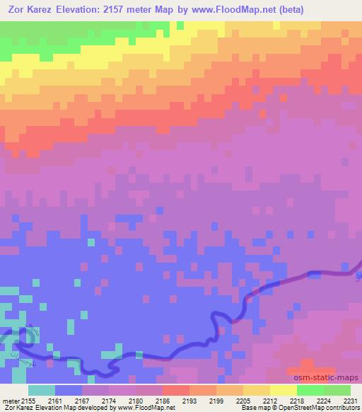 Zor Karez,Afghanistan Elevation Map