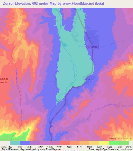 Zorabi,Afghanistan Elevation Map