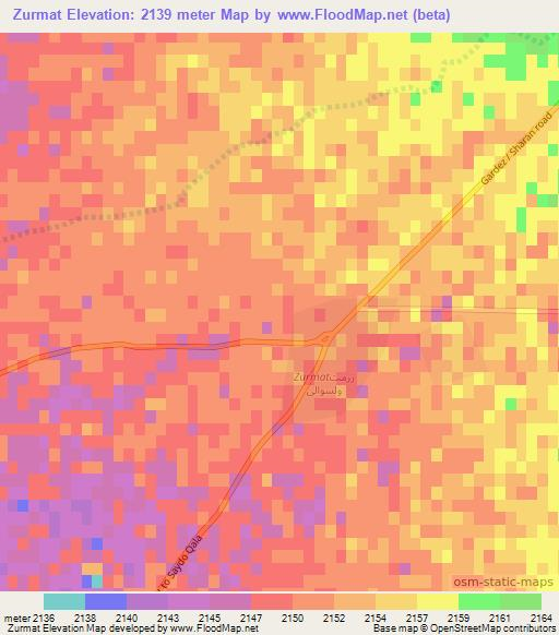 Zurmat,Afghanistan Elevation Map