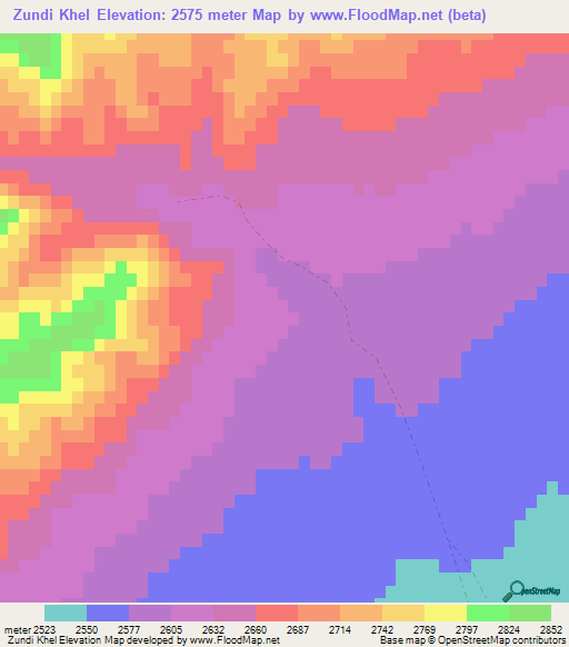 Zundi Khel,Afghanistan Elevation Map