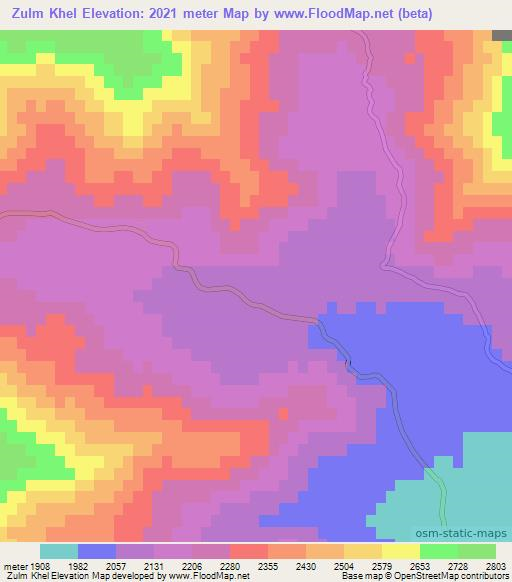 Zulm Khel,Afghanistan Elevation Map