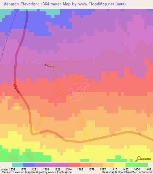 Venarch,Iran Elevation Map