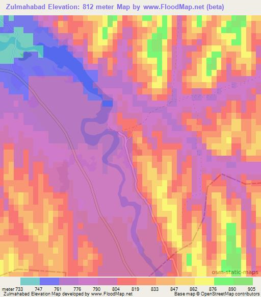 Zulmahabad,Afghanistan Elevation Map
