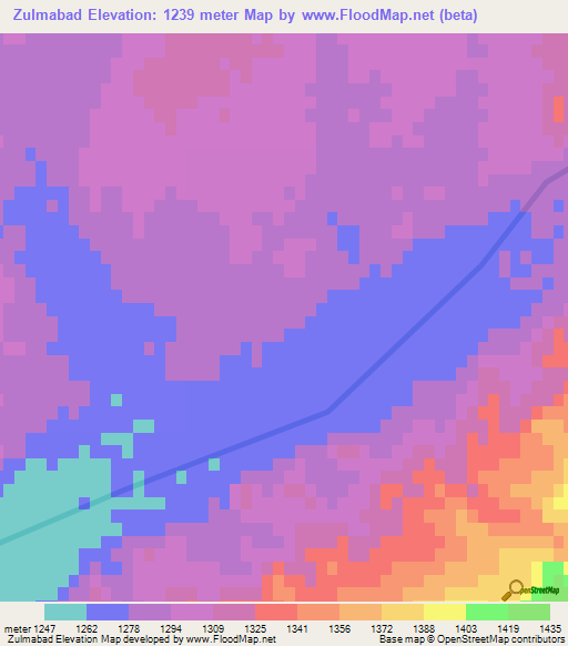 Zulmabad,Afghanistan Elevation Map