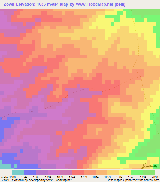 Zowli,Afghanistan Elevation Map