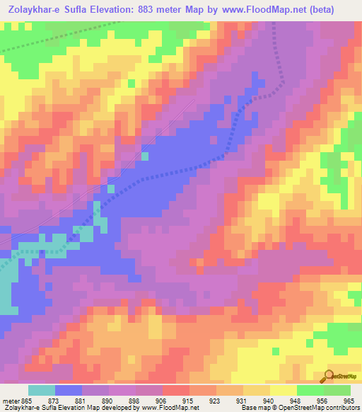 Zolaykhar-e Sufla,Afghanistan Elevation Map