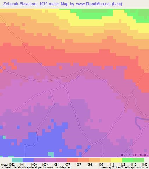 Zobarak,Afghanistan Elevation Map