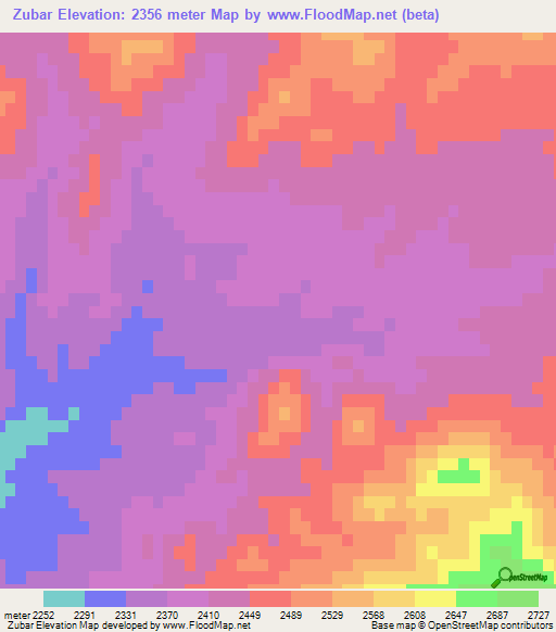 Zubar,Afghanistan Elevation Map