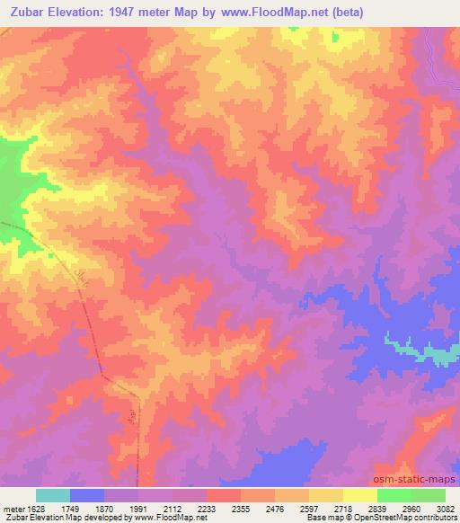 Zubar,Afghanistan Elevation Map