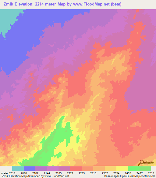Zmik,Afghanistan Elevation Map
