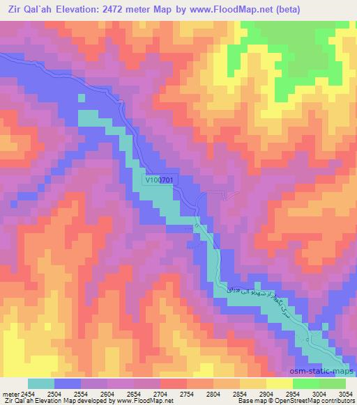 Zir Qal`ah,Afghanistan Elevation Map