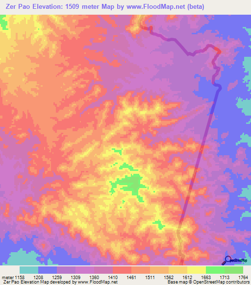 Zer Pao,Afghanistan Elevation Map