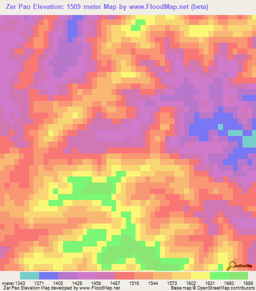 Zer Pao,Afghanistan Elevation Map