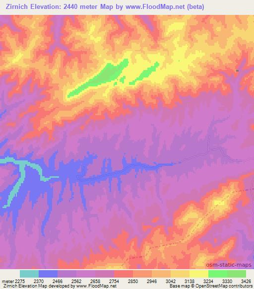 Zirnich,Afghanistan Elevation Map