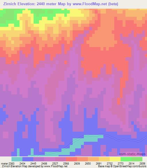 Zirnich,Afghanistan Elevation Map