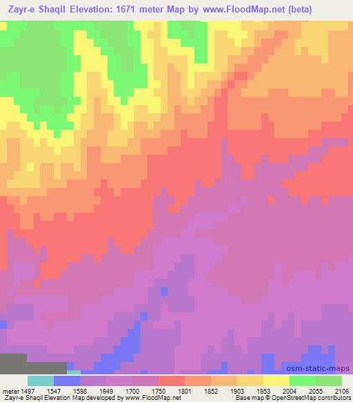Zayr-e Shaqil,Afghanistan Elevation Map