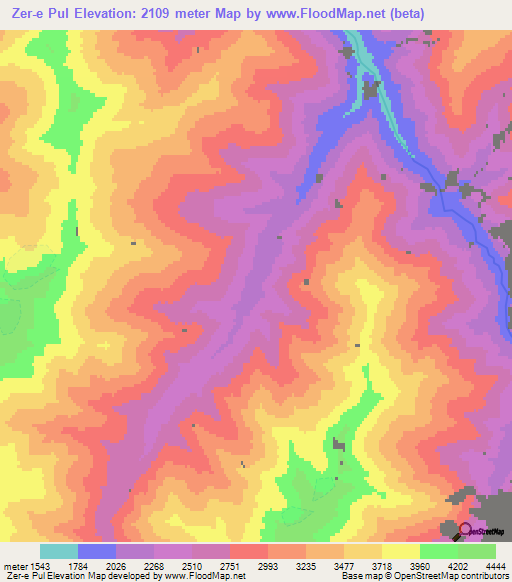 Zer-e Pul,Afghanistan Elevation Map