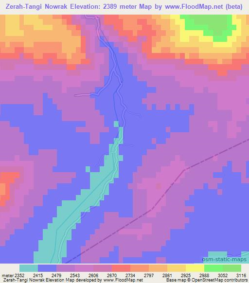 Zerah-Tangi Nowrak,Afghanistan Elevation Map